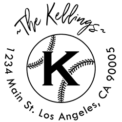 Baseball Outline Letter K Monogram Stamp Sample